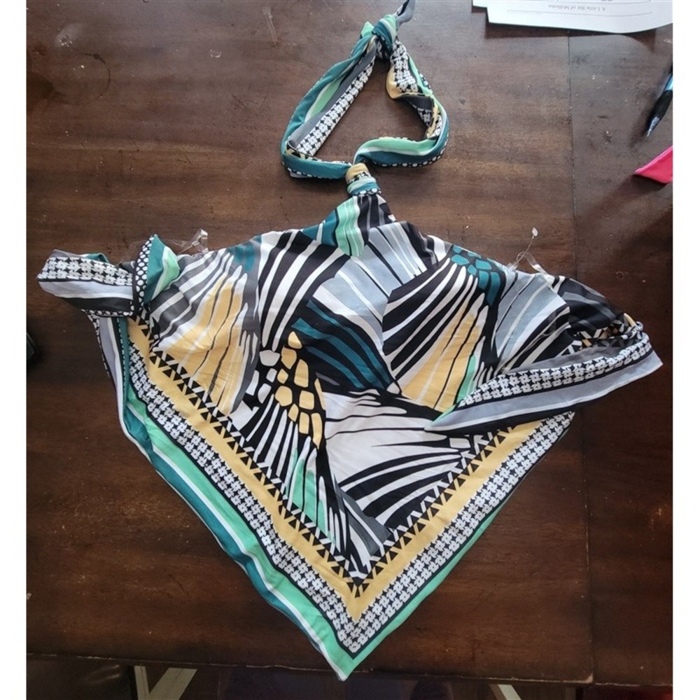 NWOT Becca S Hi Neck Butterfly Reversible Handkerchief Bikini Swim Top 123064